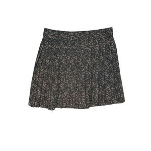 Banana Republic Skirt Women Sz‎ 12 Pleated Mini Black Gold/Beige Abstract Floral